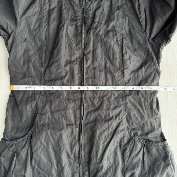 VTG UMBRALE Crinkle A Line Jacket XS Graphite Fleece Lined Ruffle Collar Y2K - Picture 9 of 15